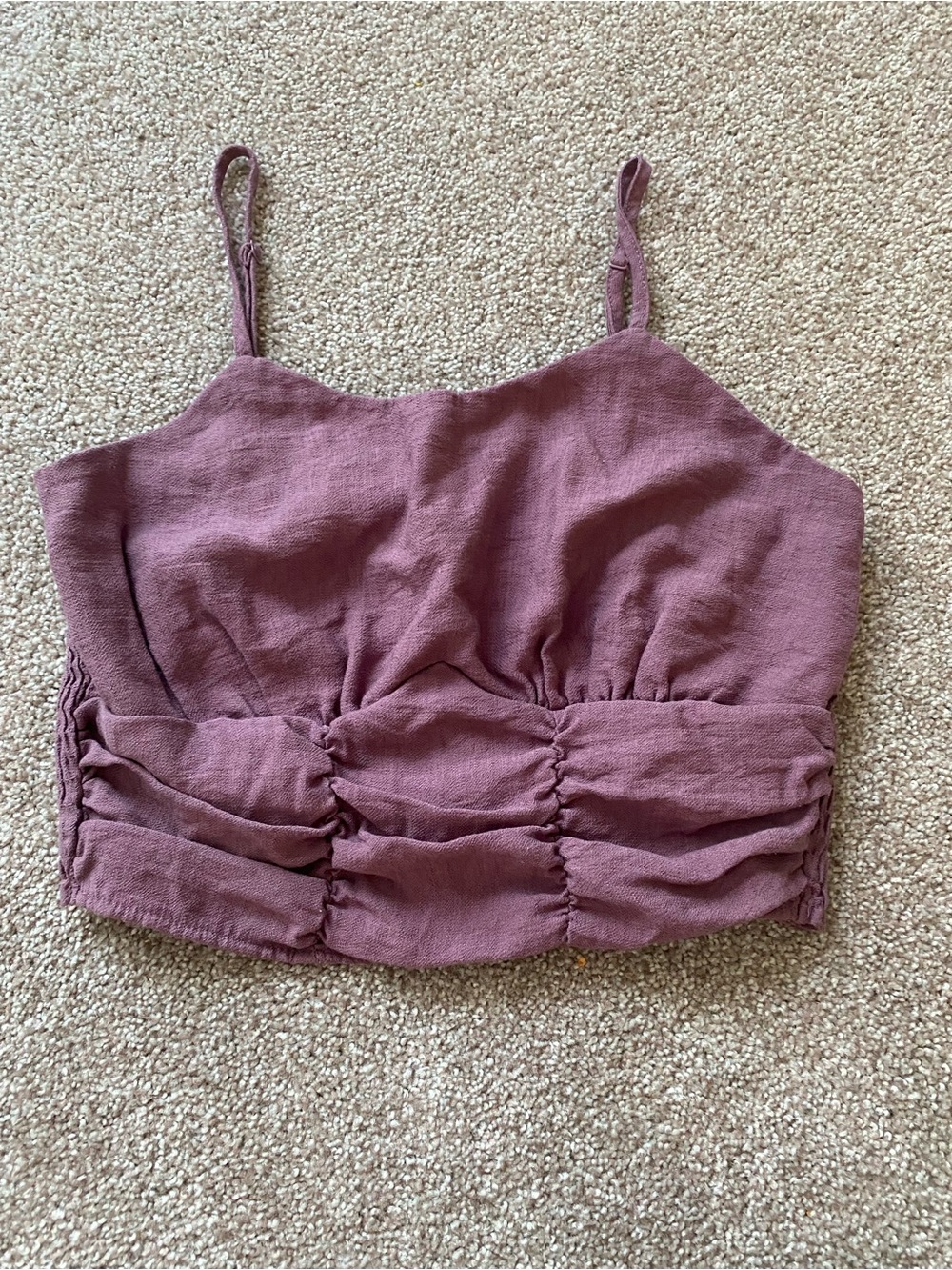 Paper Crane Mauve Ruched Crop Tank